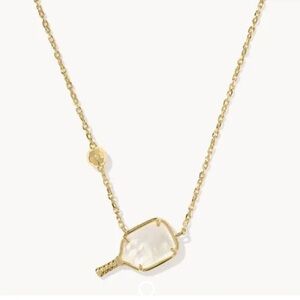 Kendra Scott Pickleball Gold Short Pendant Necklace in Ivory‎ Mother-of-Pearl